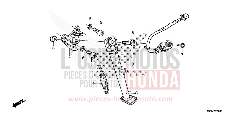 SEITENSTAENDER von Hornet ABS MAT CYNOS GRAY METALLIC (NH312) von 2013